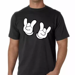Bewild Cartoon Hands Rock On Men's T-Shirt Cool Funny & Offensive