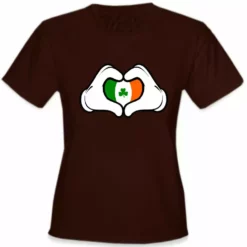 Bewild Cartoon Heart Hands Irish Flag Girl's T-Shirt St.Patricks Day