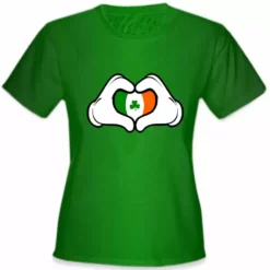 Bewild Cartoon Heart Hands Irish Flag Girl's T-Shirt St.Patricks Day