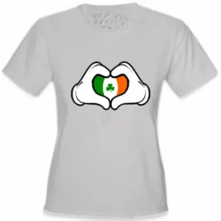 Bewild Cartoon Heart Hands Irish Flag Girl's T-Shirt St.Patricks Day