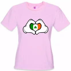 Bewild Cartoon Heart Hands Irish Flag Girl's T-Shirt St.Patricks Day