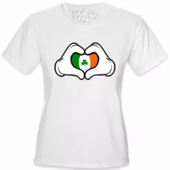 Bewild Cartoon Heart Hands Irish Flag Girl's T-Shirt St.Patricks Day