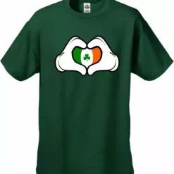 Bewild Cartoon Heart Hands Irish Flag Men's T-Shirt St.Patricks Day