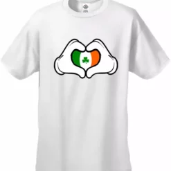 Bewild Cartoon Heart Hands Irish Flag Men's T-Shirt St.Patricks Day