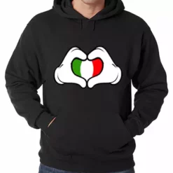 Bewild Cartoon Heart Hands Italian Flag Adult Hoodie Nationality & Ethnic