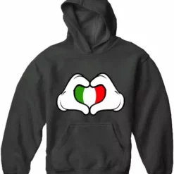 Bewild Cartoon Heart Hands Italian Flag Adult Hoodie Nationality & Ethnic