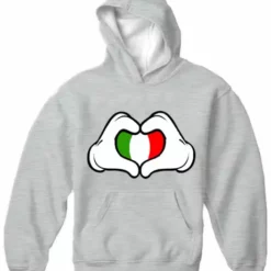 Bewild Cartoon Heart Hands Italian Flag Adult Hoodie Nationality & Ethnic