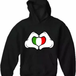 Bewild Cartoon Heart Hands Italian Flag Adult Hoodie Nationality & Ethnic