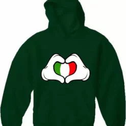 Bewild Cartoon Heart Hands Italian Flag Adult Hoodie Nationality & Ethnic