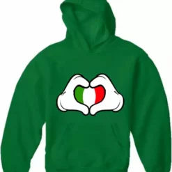 Bewild Cartoon Heart Hands Italian Flag Adult Hoodie Nationality & Ethnic