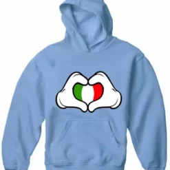Bewild Cartoon Heart Hands Italian Flag Adult Hoodie Nationality & Ethnic