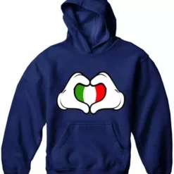 Bewild Cartoon Heart Hands Italian Flag Adult Hoodie Nationality & Ethnic