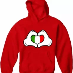 Bewild Cartoon Heart Hands Italian Flag Adult Hoodie Nationality & Ethnic