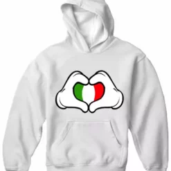 Bewild Cartoon Heart Hands Italian Flag Adult Hoodie Nationality & Ethnic