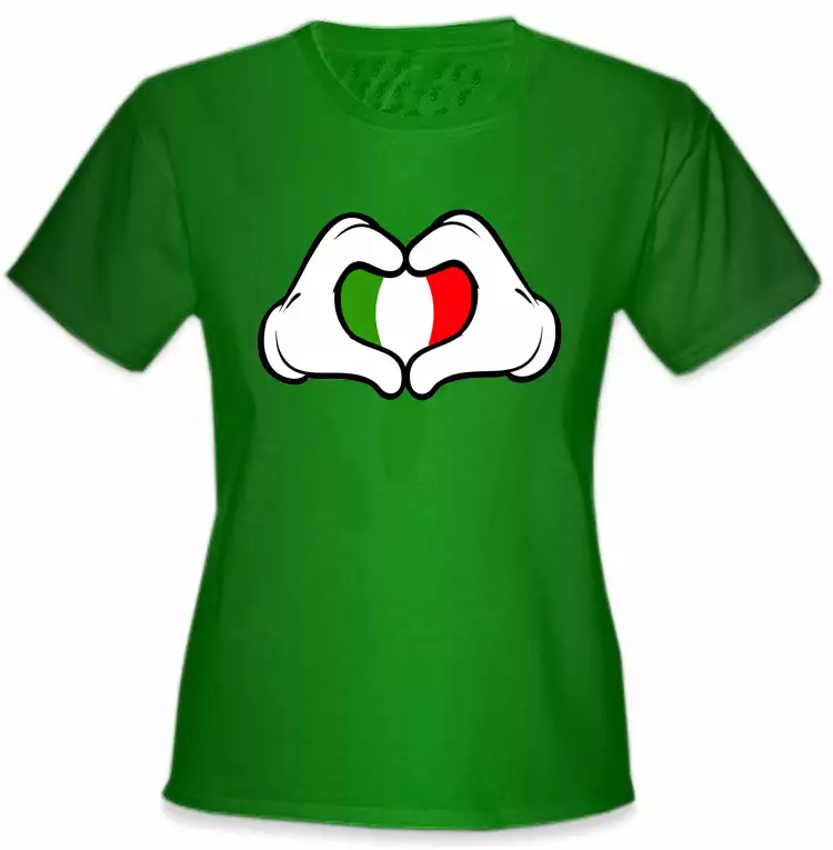 Bewild Cartoon Heart Hands Italian Flag Girl's T-Shirt 6 Bewild Cartoon Heart Hands Italian Flag Girl's T-Shirt
