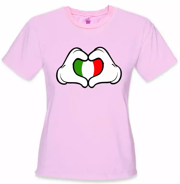 Bewild Cartoon Heart Hands Italian Flag Girl's T-Shirt 9 Bewild Cartoon Heart Hands Italian Flag Girl's T-Shirt
