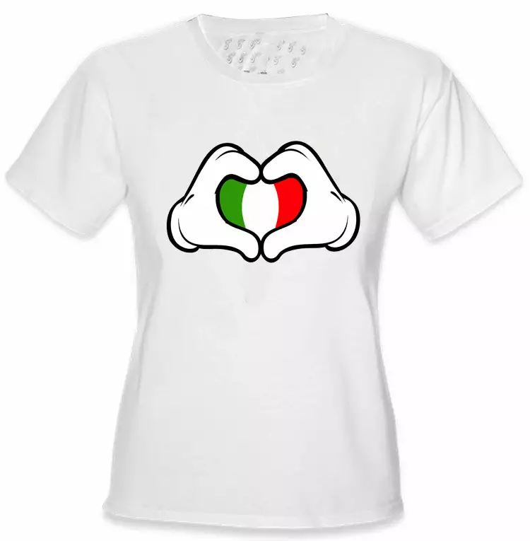 Bewild Cartoon Heart Hands Italian Flag Girl's T-Shirt 11 Bewild Cartoon Heart Hands Italian Flag Girl's T-Shirt