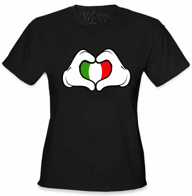 Bewild Cartoon Heart Hands Italian Flag Girl's T-Shirt 4 Bewild Cartoon Heart Hands Italian Flag Girl's T-Shirt
