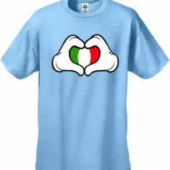 Bewild Cartoon Heart Hands Italian Flag Men's T-Shirt Nationality & Ethnic