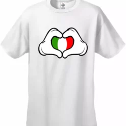 Bewild Cartoon Heart Hands Italian Flag Men's T-Shirt Nationality & Ethnic