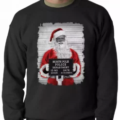 Bewild Santa Mug Shot Funny Adult Crewneck Holiday Prints