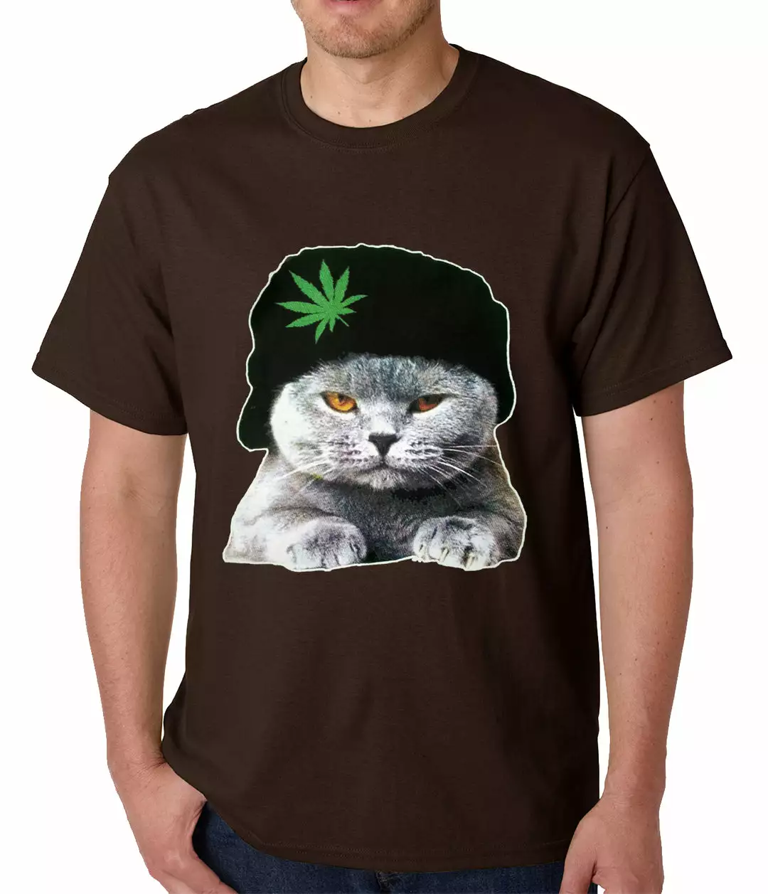 Bewild Cat Wearing Pot Leaf Hat Mens T-shirt 4 Bewild Cat Wearing Pot Leaf Hat Mens T-shirt