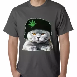 Bewild Cat Wearing Pot Leaf Hat Mens T-shirt 14 Bewild Cat Wearing Pot Leaf Hat Mens T-shirt