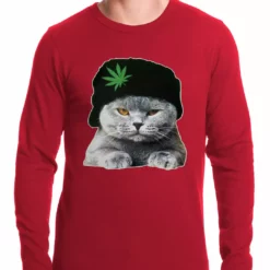 Bewild Cool Funny & Offensive Cat Wearing Pot Leaf Hat Thermal Shirt 10 Bewild Cool Funny & Offensive Cat Wearing Pot Leaf Hat Thermal Shirt