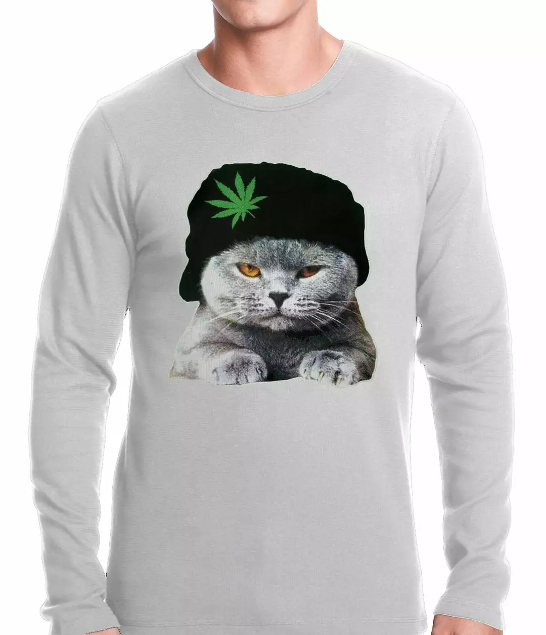 Bewild Cool Funny & Offensive Cat Wearing Pot Leaf Hat Thermal Shirt 7 Bewild Cool Funny & Offensive Cat Wearing Pot Leaf Hat Thermal Shirt