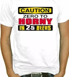 Bewild Caution Zero To Horny T-Shirt Cool Funny & Offensive