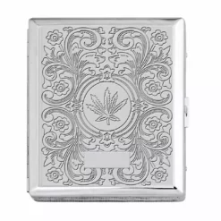 Bewild Chrome Cigarette Case With Pot Leaf Pattern For Regular Size Cigarettes 11 Bewild Chrome Cigarette Case With Pot Leaf Pattern For Regular Size Cigarettes