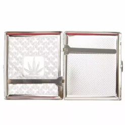 Bewild Chrome Cigarette Case With Pot Leaf Pattern For Regular Size Cigarettes 15 Bewild Chrome Cigarette Case With Pot Leaf Pattern For Regular Size Cigarettes