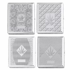 Bewild Chrome Cigarette Case With Pot Leaf Pattern For Regular Size Cigarettes 10 Bewild Chrome Cigarette Case With Pot Leaf Pattern For Regular Size Cigarettes