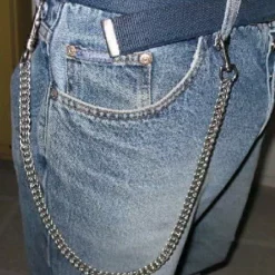 Bewild Wallets & Chains Classic 17 Inch Steel Jean & Wallet Chain With Leather Strap