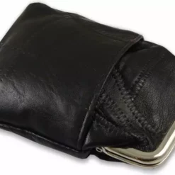 Bewild Classic Leather Cigarette Purse With Lighter Holder (Black) (For Regulars And 100's)