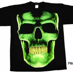 Bewild Cool Funny & Offensive Dark Skull Glitter Teeth T-Shirt (Glows In The Dark)