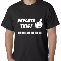 Bewild Deflate This! Middle Finger New England Fan For Life Mens T-shirt Sport Inspiration