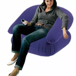 Bewild Inflatable Goods Deluxe Comfort Velvet Inflatable Adult Size Chair (Blue) On Sale!
