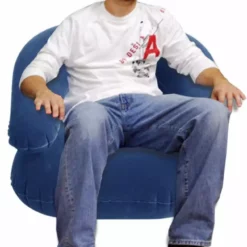 Bewild Inflatable Goods Deluxe Comfort Velvet Inflatable Adult Size Chair (Blue) On Sale!