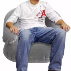 Bewild Deluxe Comfort Velvet Inflatable Adult Size Chair (Grey) On Sale! Inflatable Goods
