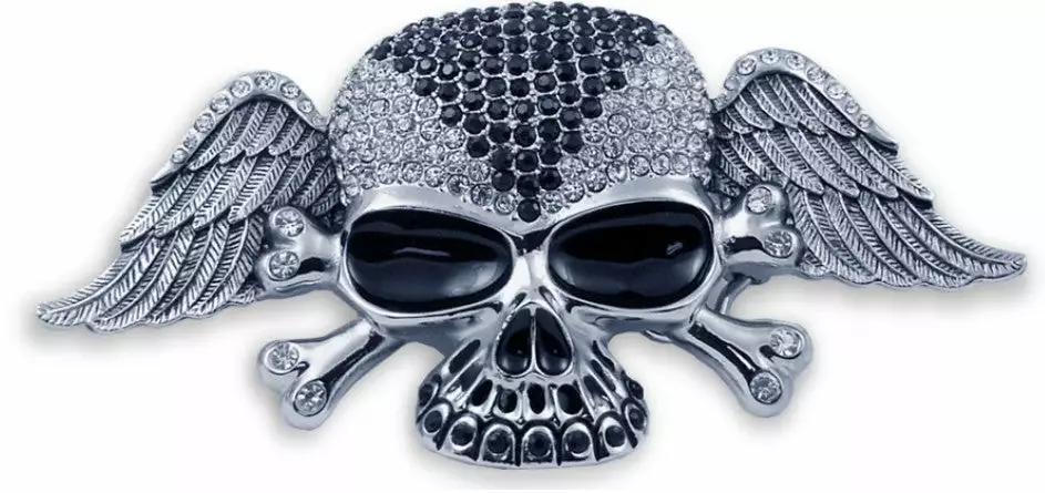 Bewild Belt Buckles Designer Winged Rhinestone Skull Buckle With FREE Belt 3 Bewild Belt Buckles Designer Winged Rhinestone Skull Buckle With FREE Belt