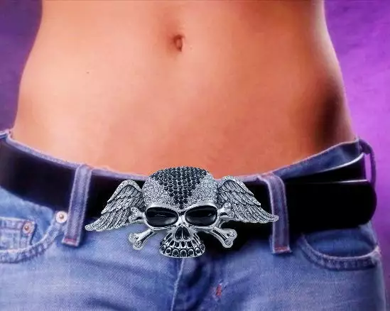 Bewild Belt Buckles Designer Winged Rhinestone Skull Buckle With FREE Belt 5 Bewild Belt Buckles Designer Winged Rhinestone Skull Buckle With FREE Belt