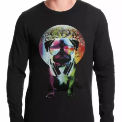 Bewild Cool Funny & Offensive Disco Pug Thermal Shirt