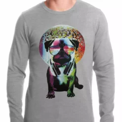 Bewild Cool Funny & Offensive Disco Pug Thermal Shirt