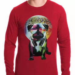 Bewild Cool Funny & Offensive Disco Pug Thermal Shirt