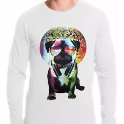Bewild Cool Funny & Offensive Disco Pug Thermal Shirt