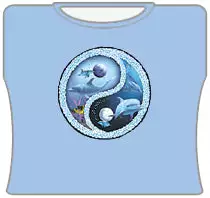 Bewild Cool Funny & Offensive Dolphin Ying Yang Girls T-Shirt (Lt Blue)