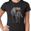 Bewild Elephant Wearing Sunglasses Ladies T-shirt 1 Bewild Elephant Wearing Sunglasses Ladies T-shirt