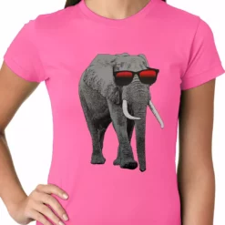 Bewild Elephant Wearing Sunglasses Ladies T-shirt
