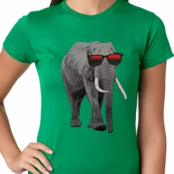 Bewild Elephant Wearing Sunglasses Ladies T-shirt